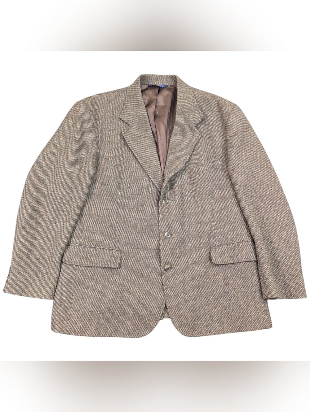 Pendleton Tweed Herringbone Blazer Brown Virgin Wool Sport Coat 3 Button SZ 46